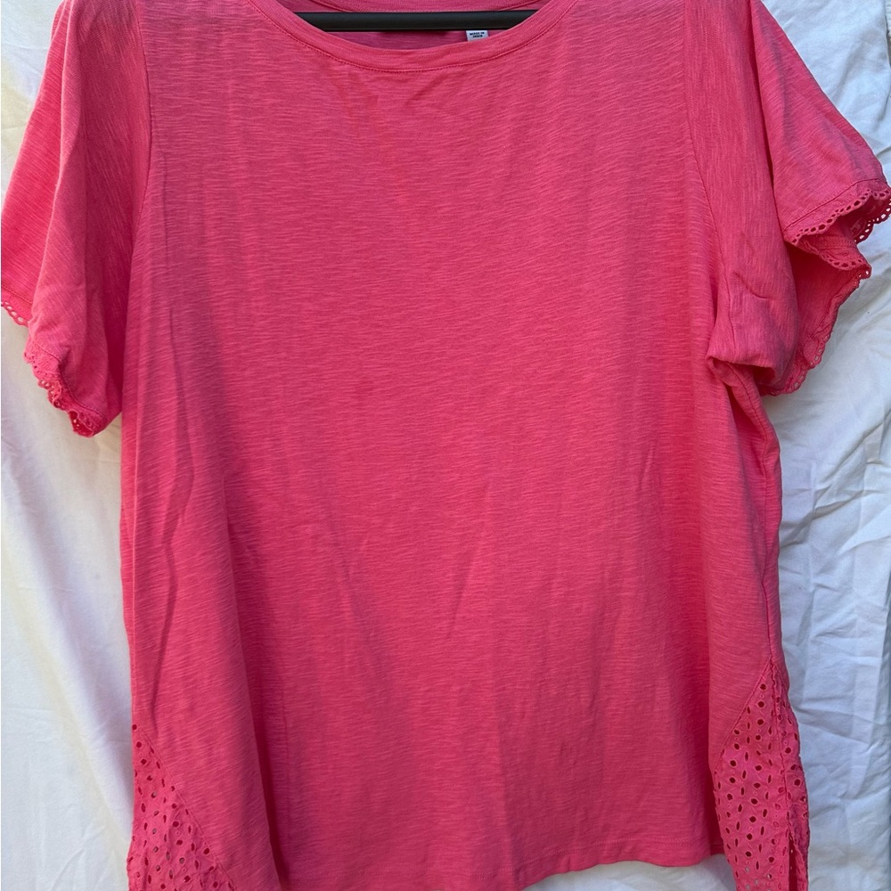 Pink Lace Trim Women's Top